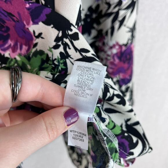 J Jill Womens Floral Button Up Top Size XL Petite Bloomcore Office Career Artsy - Picture 5 of 9